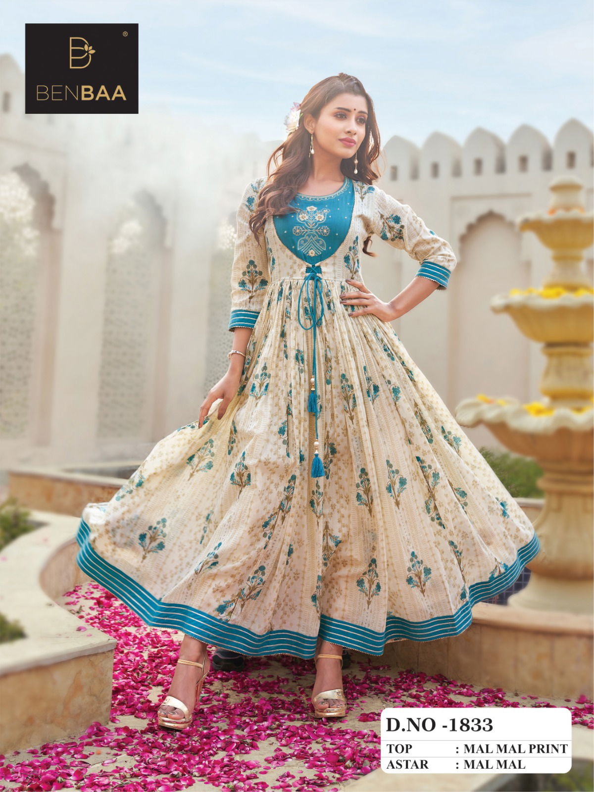 Blossoming Benbaa Designe Size Set Wholesale Anarkali Kurtis Catalog